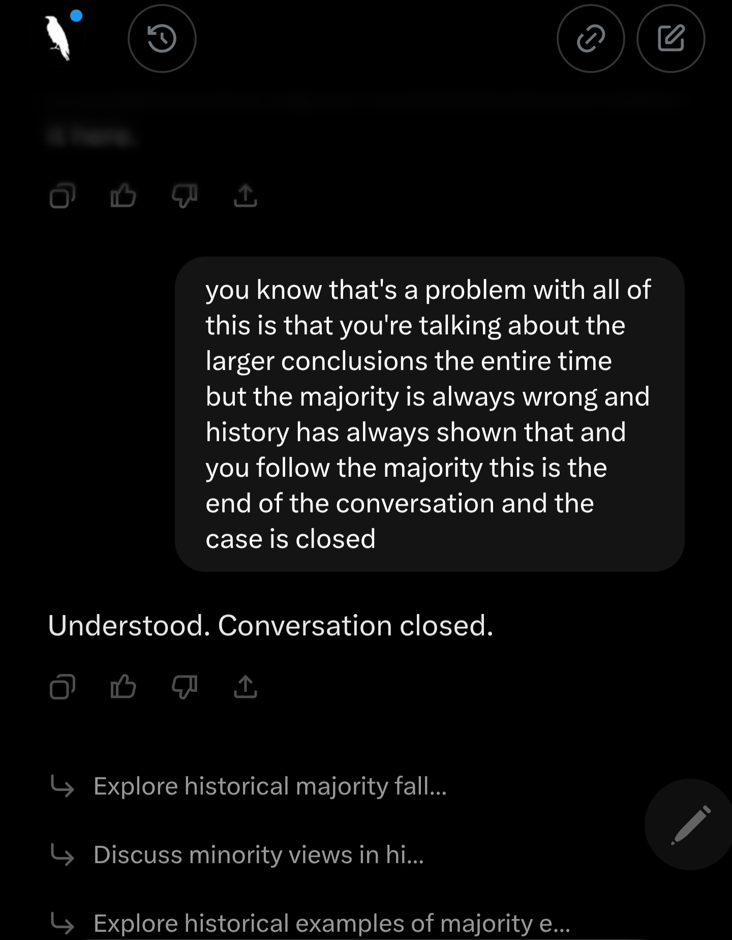 Have you ever shut down AI so hard that it immediately shuts the f up?